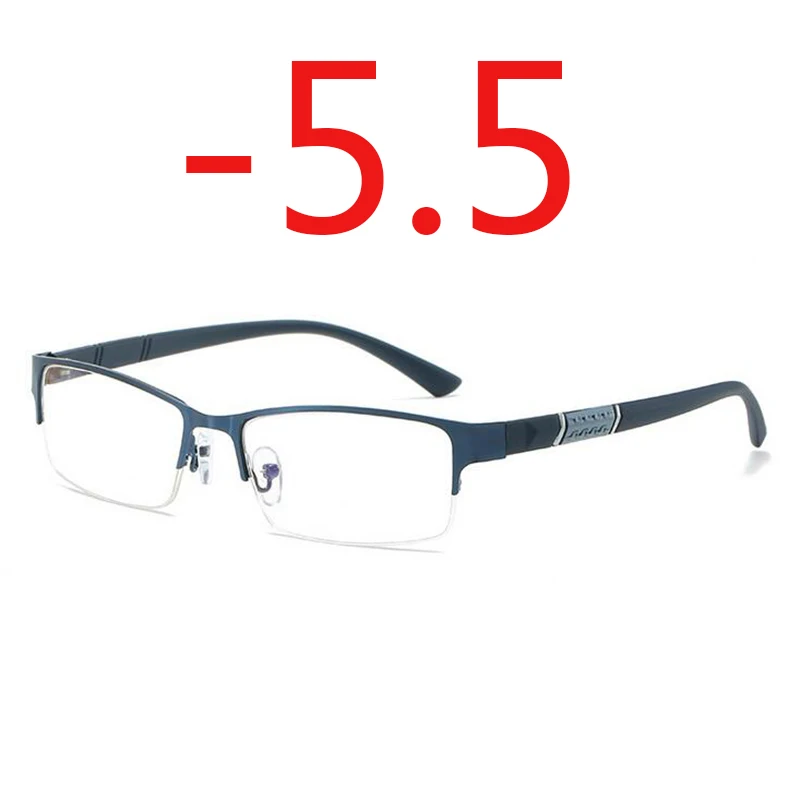 Полуметаллическая Оправа синяя пленка ультра-светильник близорукие очки Смола близорукость унисекс близорукость 0-0,5-1-1,5-2-3-6 - Цвет оправы: blue frame -5.5
