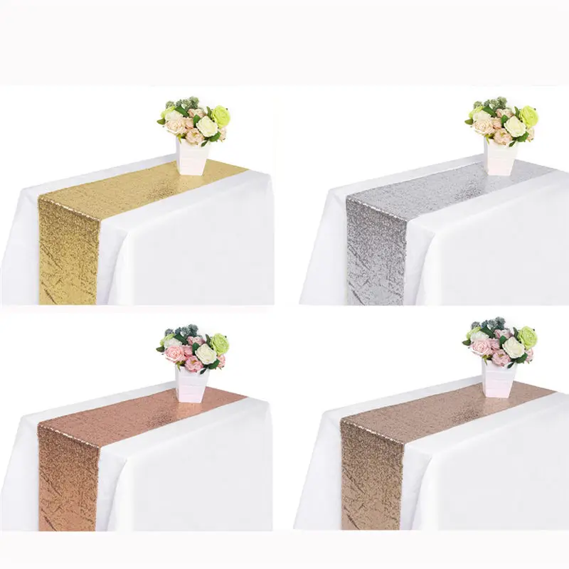 Sequin Satin Table Runner Glitter Tablecloth Bar Wedding Party Sequin Satin Table Runner Glitter Tablecloth Bar Wedding Party Banquet Venue Diy Decoration Accessories Textiles30x275cm 30x180c