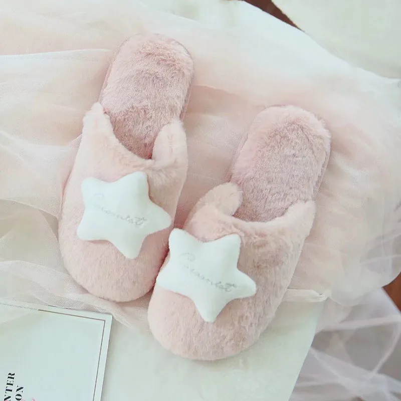 

Little star room slippers women open toe floor pantufa shoes woman indoor cute pantoufle femme furry terlik home slippers