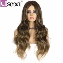 USMEI 130 Density Long Wavy Wigs with Natural Hairline Synthetic Wigs for Women Black Blonde Ombre Color Wavy Daily Life Wigs USMEI 130 Density Long Wavy Wigs with Natural Hairline Synthetic Wigs for Women Black Blonde Ombre Color Wavy Daily Life Wigs