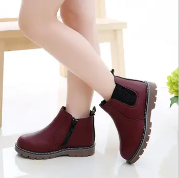 

2020 Children Boots Boys Snow Waterproof Shoes Kids Leather Boots Boy Boots Girls Martin Warm Shoes Sport Shoes 21-36