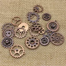 Mix 50 sztuk w stylu Vintage steampunk Charms biegów wisiorek antyczna miedź Fit bransoletki naszyjnik DIY biżuteria metalowa Making T0483
