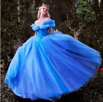 Новинка, платье принцессы Золушки из фильма, Великолепный костюм, маскарадные костюмы на Хэллоуин для женщин, можно изготовить на заказ - Цвет: Синий