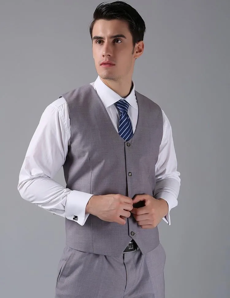 2017 New Arrival Groom Vests Light Gray Grooms mens Vest Custom Made