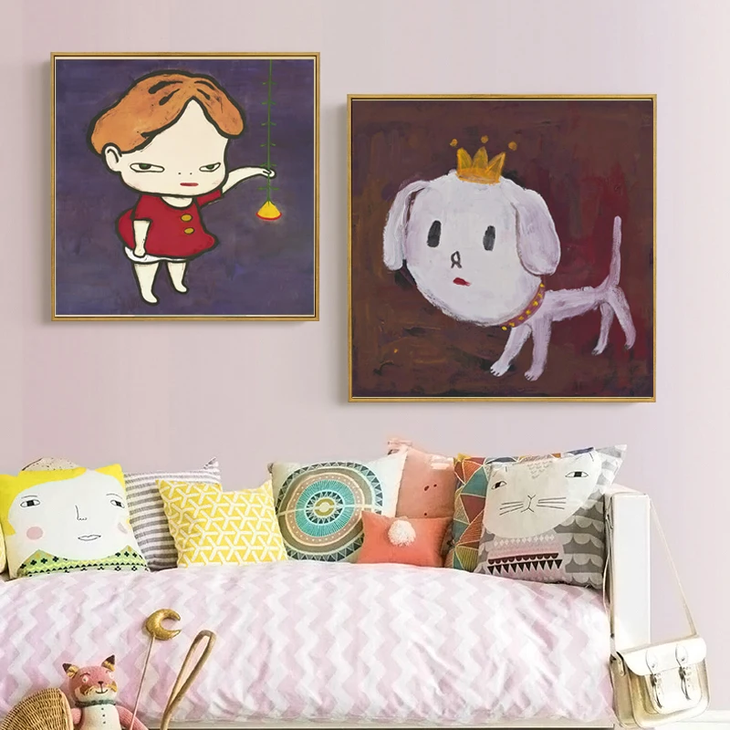 Yoshitomo Nara Japanese Cartoon Print Canvas Art Pictures Sleepwalking Doll Drawing Painting For Baby Kids Children Room Decor (3)