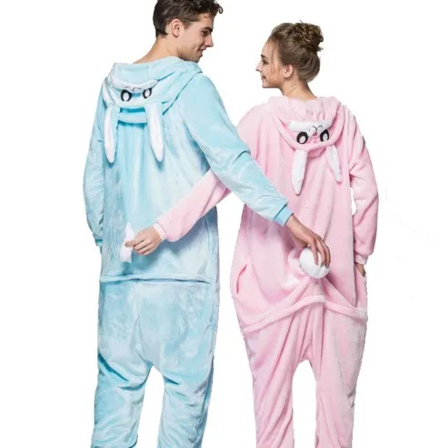 HKSNG/фланелевые семейные вечерние пижамы с объемным кроликом для взрослых; цвет розовый, синий; пижамы с кроликом; костюмы для костюмированной вечеринки; одежда для сна; Kigu