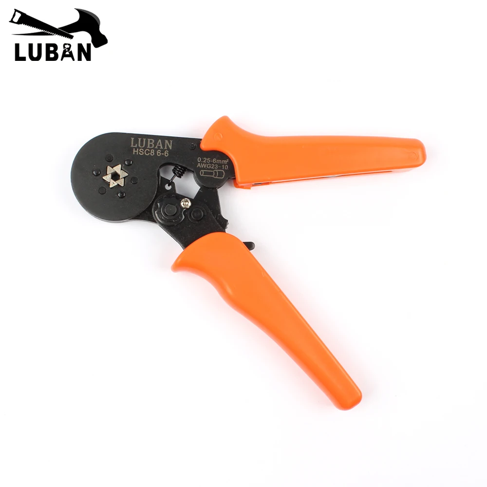 

HSC8 6-6 MINI-TYPE SELF-ADJUSTABLE CRIMPING PLIER 0.25-6mm2 terminals crimping tools multi tool tools hands pliers yellow LUBAN