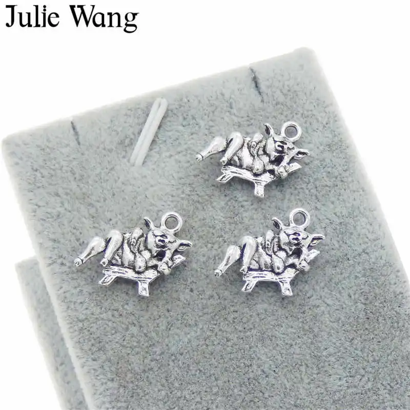 Julie Wang 10PCS Antique Silver Cartoon Cow lying In Chair Animal Charms For Necklace Pendant Bracelet Jewelry Making Accessory Julie Wang 10PCS Antique Silver Cartoon Cow lying In Chair Animal Charms For Necklace Pendant Bracelet Jewelry Making Accessory