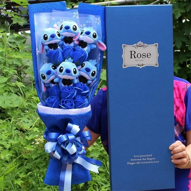Букет стежков, плюшевые мягкие Картонные Игрушки, искусственные кавайные Мультяшные искусственные цветы, лучшие подарки на день рождения, Рождество - Цвет: 60cm Bouquet blue