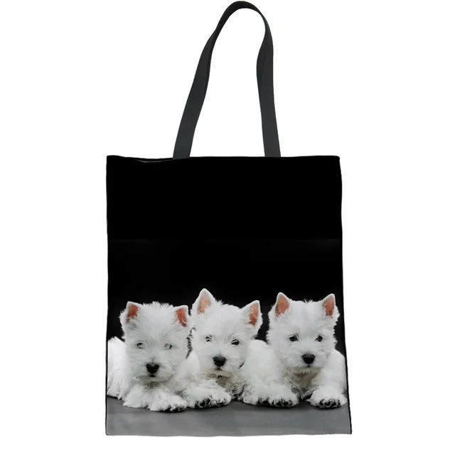 Coloranimal продуктовая хлопковая Льняная сумка для покупок West Highland White Terrier печать складная сумка многоразовая эко тканевая сумка - Цвет: HM5542Z22