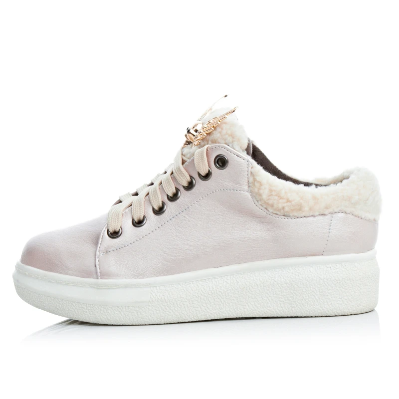 Dropship Big Platform donna Donna Warm Fur 43 Doratasia Brand Winter 33 up Shoes Pink Silver Casual Sneakers Size Lace 2019 qwvxtAO