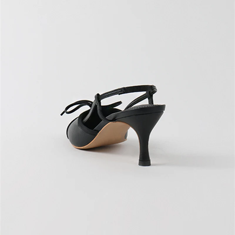 Meifeini/модные элегантные туфли с закрытым носком на высоком каблуке; Новинка года; тонкие туфли с острым носком на шпильке; пикантные женские босоножки с бантом - Цвет: Черный