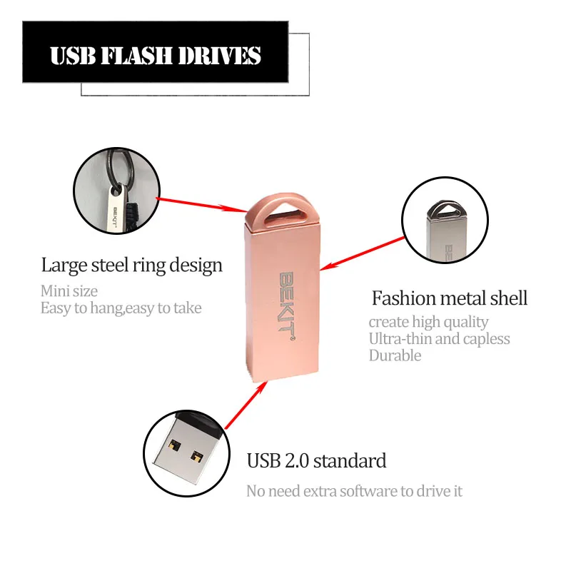 USB флеш накопитель Bekit 8 ГБ/16 ГБ/32 ГБ/64 ГБ металлическая флешка устройства для