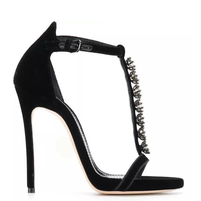 

Cocoafoal Women Gladiator Rhinestone Sandals Plus Size 33 43 Heel Height Bridal Shoes Crystal Party Wedding Open Toe Sandals