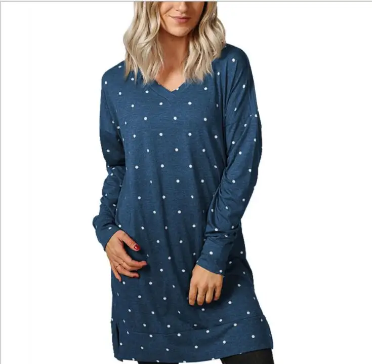 2018 осень и зима Сексуальная v-образным вырезом Повседневная Свободная футболка с