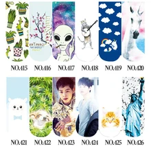 SP&CITY 2017 Korea Idol 3D Socks Alien With Cat Unicorn Socks Cartoon Funny Cactus Art Socks Cotton Weed Short Art For Women
