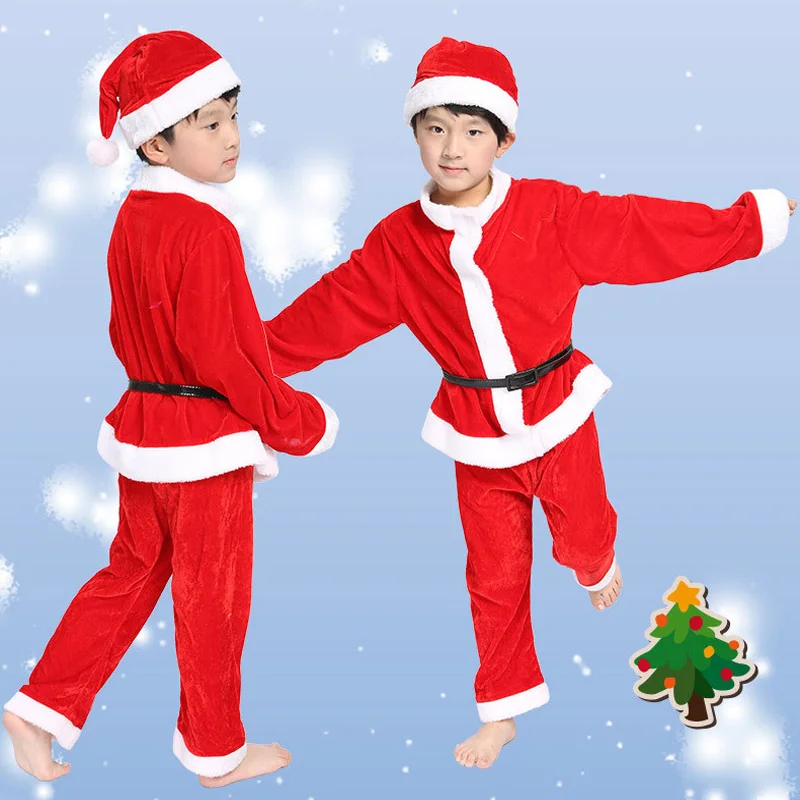Рождественский костюм Санта-Клауса Рождественский костюм наивысшего качества Детский новогодний комплект одежды из 3 предметов для маленьких мальчиков и девочек