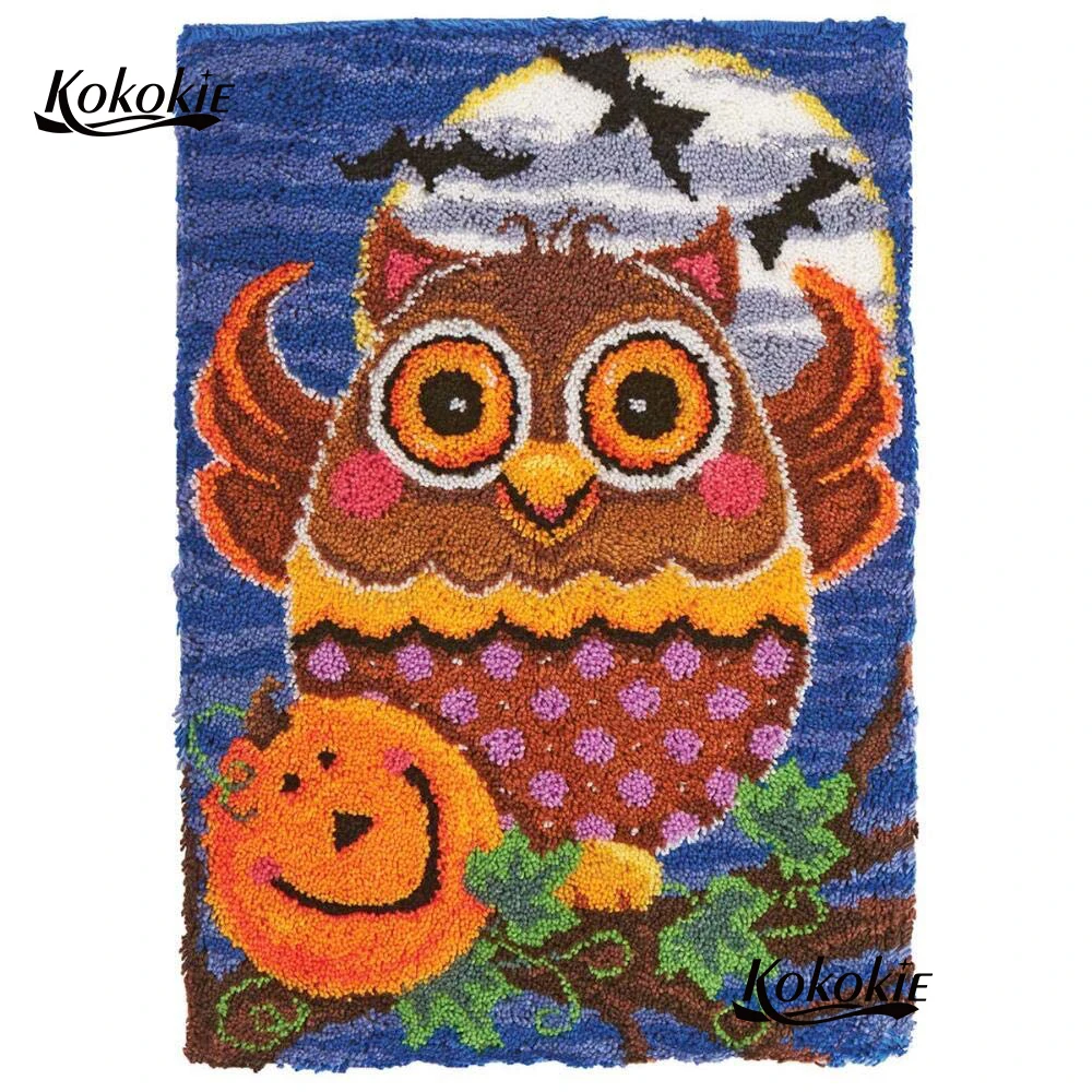 

diy latch hook kits rug tapestry kits 3d printed canvas Halloween owl decor crochet tapis needle for carpet Foamiran for crafts
