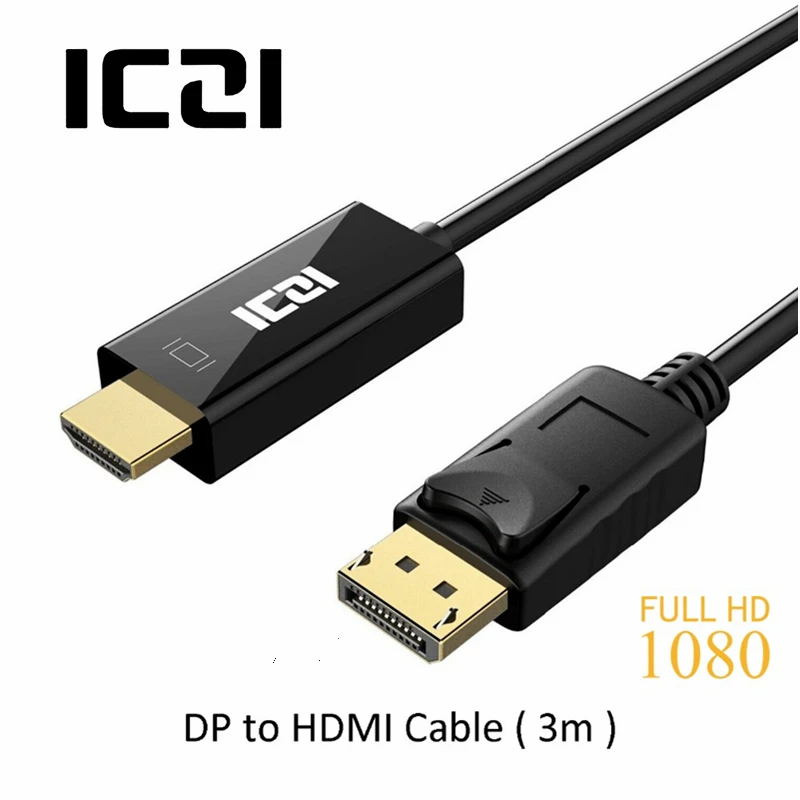 DP to HDMI, ICZI DisplayPort to HDMI Adapter Cable (Male to Male, Gold-Plated, 1080P) for Laptops, Display Devices and More DP to HDMI, ICZI DisplayPort to HDMI Adapter Cable (Male to Male, Gold-Plated, 1080P) for Laptops, Display Devices and More