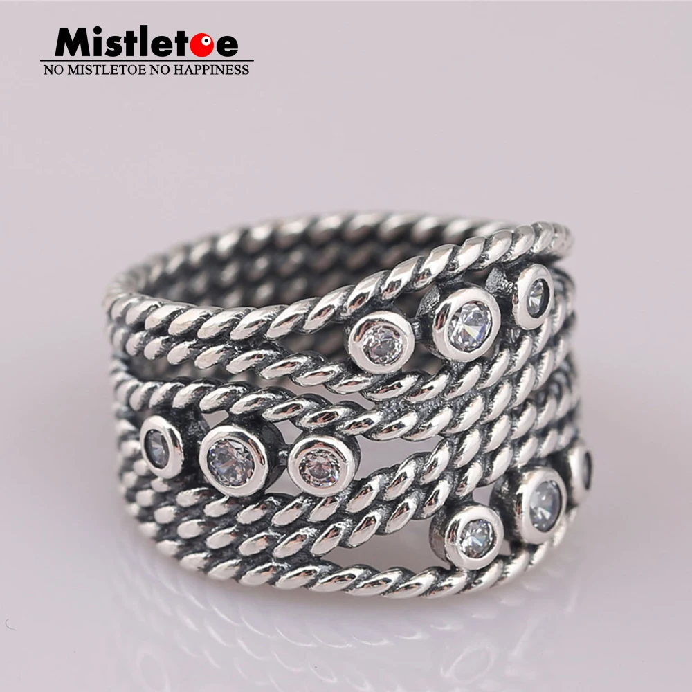 

Mistletoe 100% 925 sterling Silver Ring, Clear CZ Compatible with European Jewelry