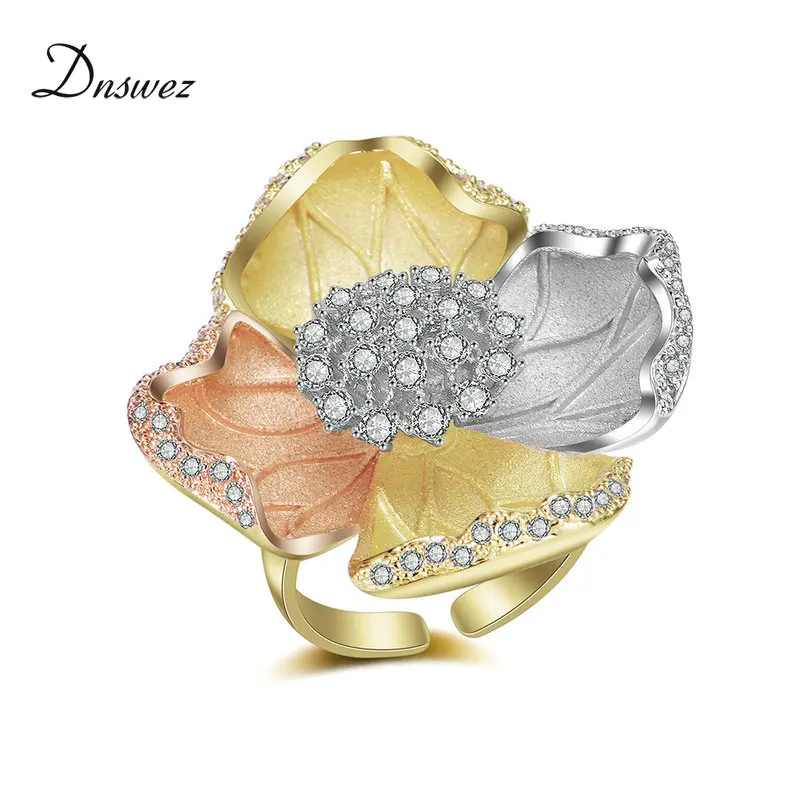 

Dnswez Exclusive Flower Blossom Super Shinning Luxury Cubic Zirconia Women Bridal Wedding Party Ring Jewelry Accessories R2049