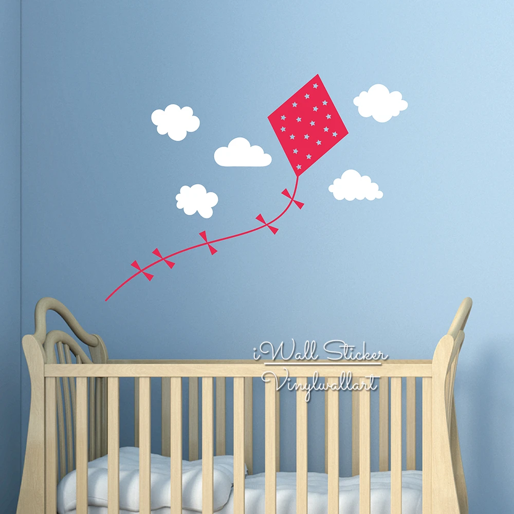 Baby Nursery Kite Clouds Wall Sticker Clouds Kite Wall Decal Children