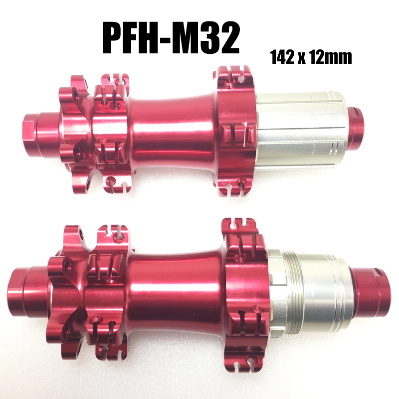 

Powerway PFH-M32 Straight pull MTB XC disc brake rear hub O.L.D 142 x 12mm 24 holes black red XC Mountain bicycle parts