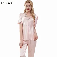 Европейский стиль, новинка, сексуальная шелковая Женская пижама с v-образным вырезом, короткий рукав, кружевная женская пижама, набор, женская пижама ночные рубашки, Пижама для женщин