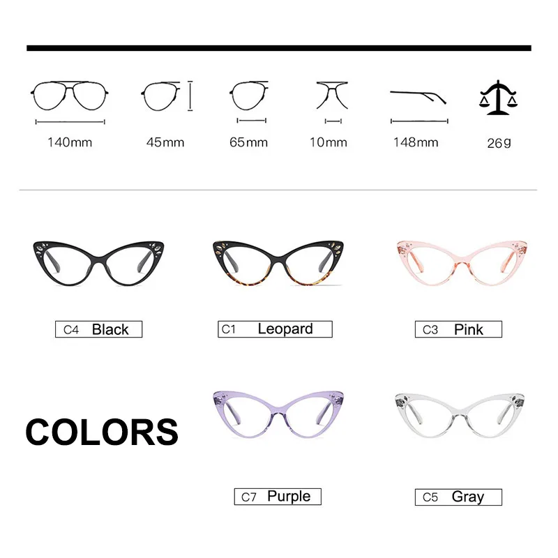 Fashion Woman Acetate Optical Eyeglasses Cat-Eye Women Prescription Glasses Frame Female Colorful Spectacles Brand Designer