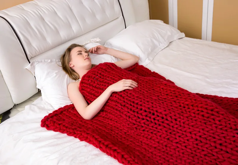 Северное Европейское плотное шерстяное одеяло диван мягкий ручной тканый чистый цвет реквизит для фотосъемки украшение для взрослых 13 цветов домашний текстиль