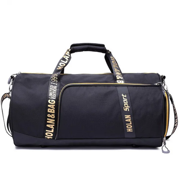 Стиль полиэстер спортивная сумка для фитнеса мужчины цилиндр спортивная сумка для мужчин женщин Спорт на открытом воздухе путешествия/багажная сумка - Цвет: Black