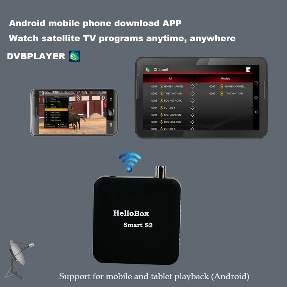 DVB-S2 Hellobox Smart S2 спутниковый Finder Inteligente ресивер TV Play на мобильном ПК Android