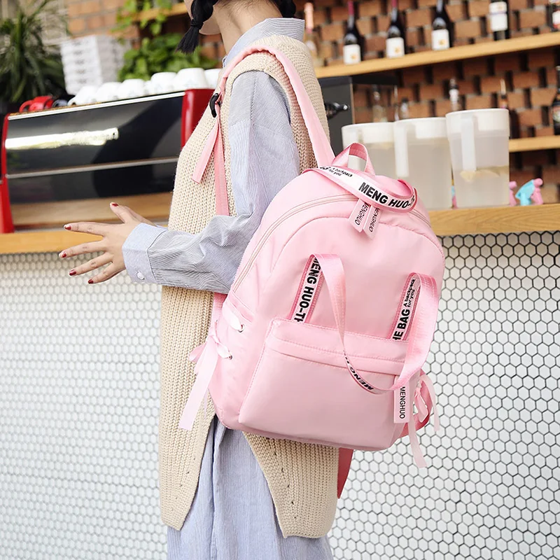 Menghuo Large Capacity Backpack Women Preppy School Bags For Teenagers Female Nylon Travel Bags Girls Bowknot Backpack Mochilas (14)