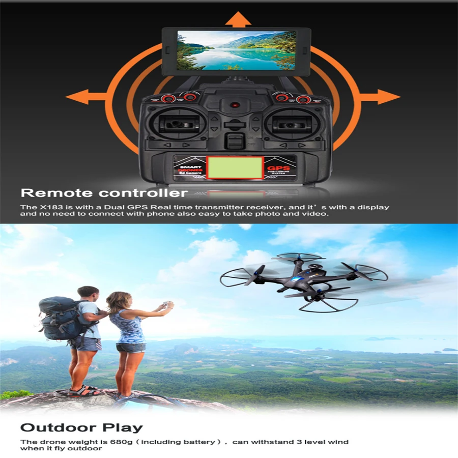 Global Drone X183 с 5 ГГц WiFi FPV 1080 P изображение gps бесщеточный Квадрокоптер двойной Фолл me