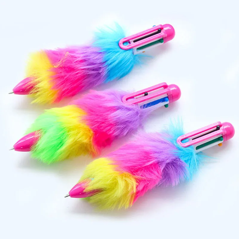 Escolar de Escritório Criativo Cores Plush Aquecimento Plástico Arco-íris Esferográfica Canetas Moda Material Bonito Negócio Escrita 10 Pçs 6
