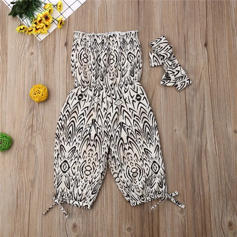 2-6 Years Leopard Print Baby Girls Rompers Sleeveless Strapless One Piece Jumpsuits For Newborn Clothes | Детская одежда и обувь
