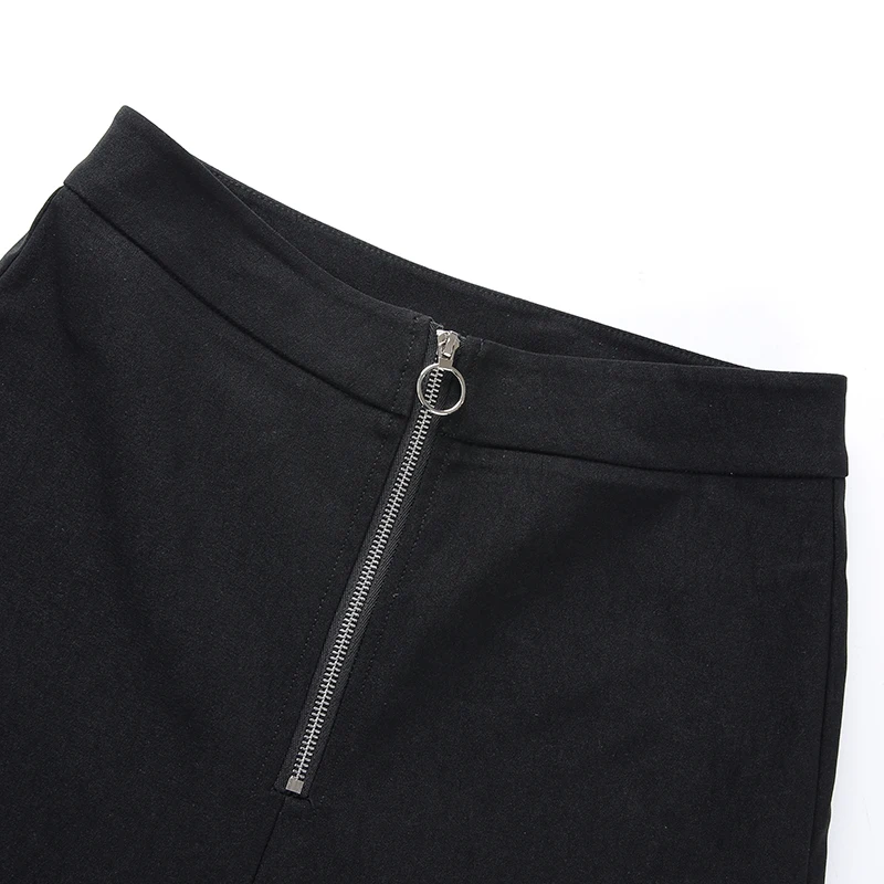 HEYounGIRL панк Харадзюку черные брюки-карандаш женские выдалбливают Высокая талия женские брюки элегантные обтягивающие женские брюки с молнией