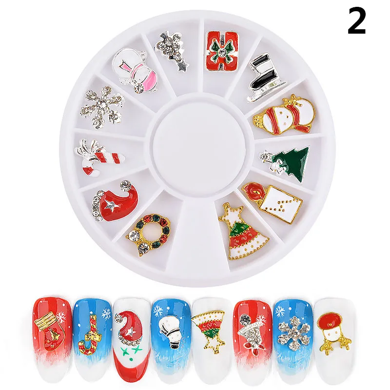 Hot sale Merry Christmas Nail Art Alloy Metal Charms Jewelry 3D DIY Decoration Mix Shape