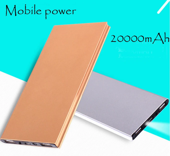 New Ultra Thin Metal Power Bank 20000mAh Mobile External Battery Portable Power Bank for all smartphones Dual USB Powerbank