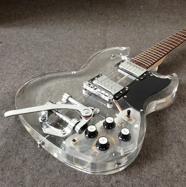 

Factory Custom Shop Starshine Electric Guitar ST-AL5 Pink LED Acrylic Guitar High Quality Promotional Activities Hot Sale