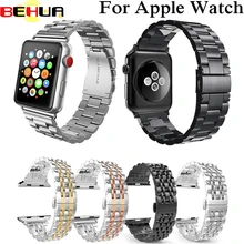Ремешок из нержавеющей стали с пряжкой для Apple Watch Band браслет со звеньями с адаптером 38 мм 42 мм сменный металлический ремешок для часов