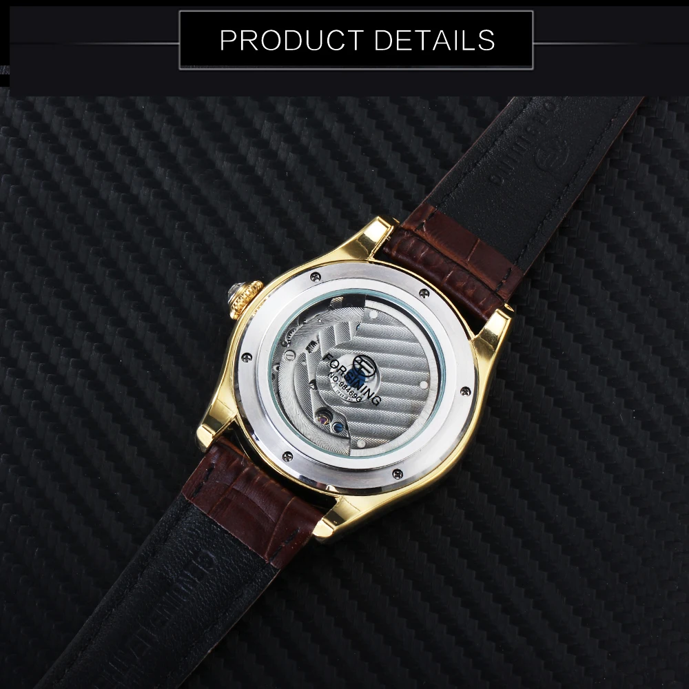 FORSINING Tourbillon Мужские часы Топ бренд класса люкс кристалл Iced Out дизайн кожаный ремешок Винтаж Королевский механические часы для мужчин