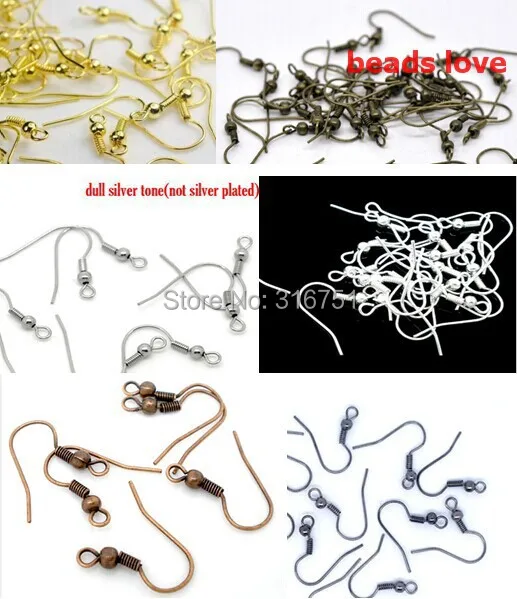 

Pick 6 Colors 300pcs/lot Fashion Iron Ear Hook Clasp With Bead Charms Earring Wires Fit Jewelry DIY Findings W02909