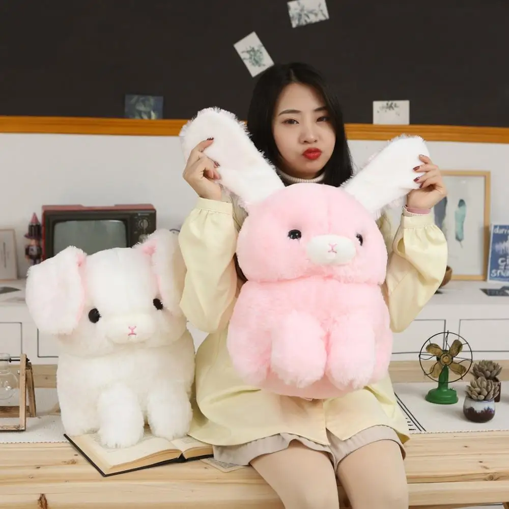 

Pink Fold Ears Bunny Animal Plush Toy Giant Shy Cute Rabbit Plushie Kids Comforting Boys Girls Birthday Gift 43cm/52cm