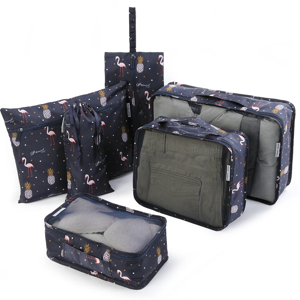 

6Pcs /Set Men Women Travel Bag Large Small Travel Packing Cube Set Waterproof Clothes Underwear Bra Luggage Organizer Pouch Bag
