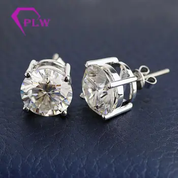 

Provence Jewelry 14 K 585 White Gold Push Back D color 10 mm stone 8 Carat ctw Test Positive Lab Grown Moissanite Women Earrings