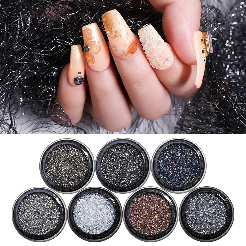

3D Nail Rhinestones Mini Sharp Bottom Colorful Nail Art Decoration in Box Crystal AB Color Nail Stones DIY Nail Art