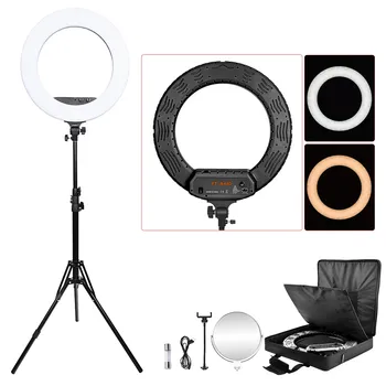 

FT-R480 18" Ring Light Lamp Bi-color 3200-5800K Dimmable Photographic Lighting Tripod Stand Mirror For Phone Camera Photo