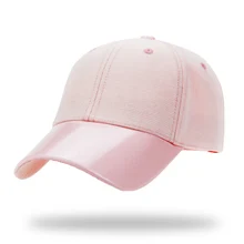 Регулируемая сплошной цвет хлопок Strapback бейсболка с блеском искусственная Брим Женщины Мужчины Летняя шляпа солнца грузовик крышка Кости Gorras