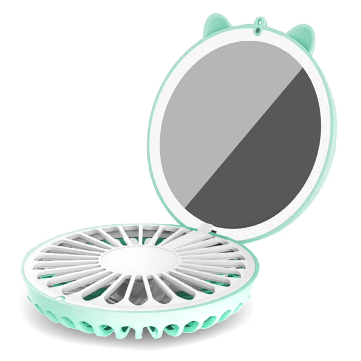 

SOONHUA Handheld Mini Foldable Fan 2 Speeds Setting Table Top Cooling Fans With Makeup Mirror And Night Light For Home